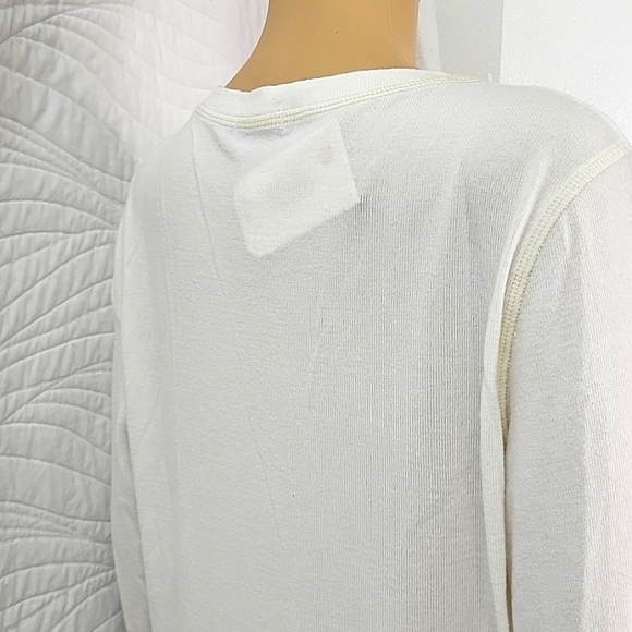 Cream White Long Sleeve Crew Neck T-Shirt in Large Size - Picture 10 of 10